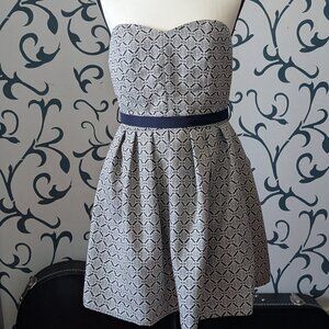 Miami Strapless Geometric Medallion Fit & Flare Dress